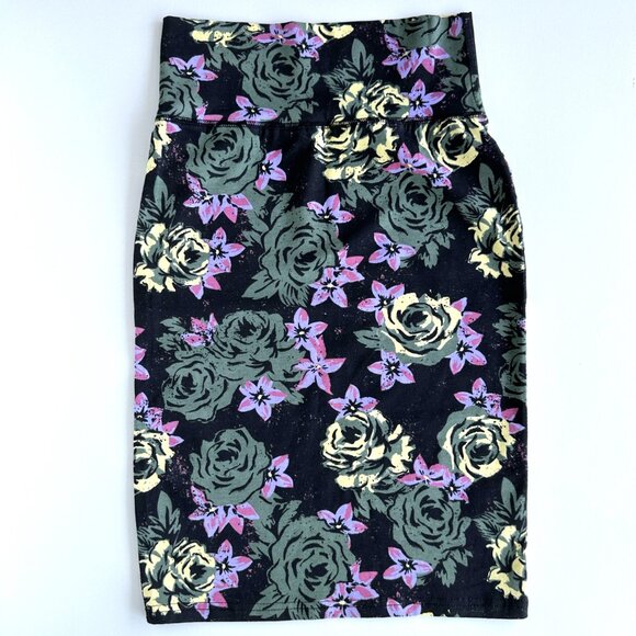 Black Floral Pencil Skirt - Picture 3 of 9